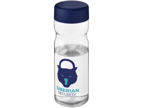 Bidón deportivo de 650 ml con tapa de rosca personalizado transparente claro/azul