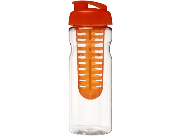 H2O Active® Base Bidón deportivo e infusor con Tapa Flip de 650 ml personalizado transparente/naranja