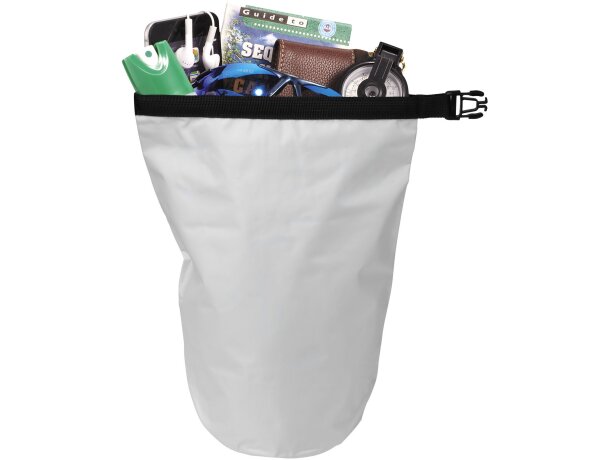 Bolsa promocional impermeable 5L con hebilla The Survivor para exteriores Blanco detalle 1