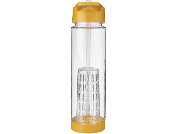 Botella deportiva y ligera con infusor de rosca para fruta 740 ml personalizada personalizada transparente/amarillo