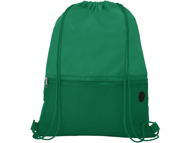 Mochila de cuerdas con logotipo para empresa original Oriole con malla y puerto auriculares Verde detalle 37