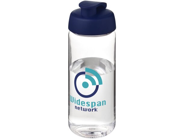 Bidón deportivo con tapa Flip de 600 ml personalizado transparente claro/azul