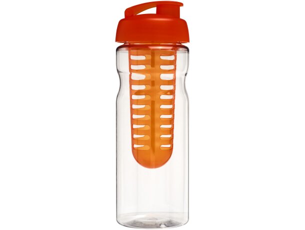 H2O Active® Base Bidón deportivo e infusor con Tapa Flip de 650 ml personalizado transparente/naranja