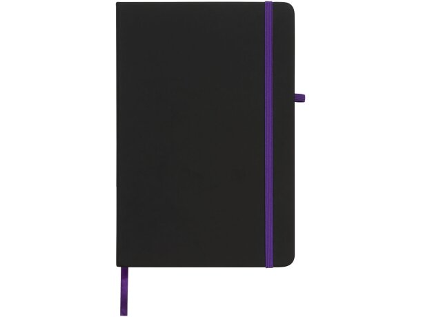 Libretas con banda elastica y tapa de PU negra tacto suave Noir Negro intenso/morado detalle 27