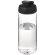 Bidón deportivo con tapa Flip de 600 ml personalizado transparente claro/negro intenso