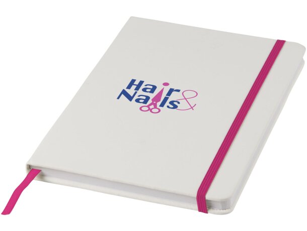 Libreta A5 blanca con cinta de color Spectrum personalizada