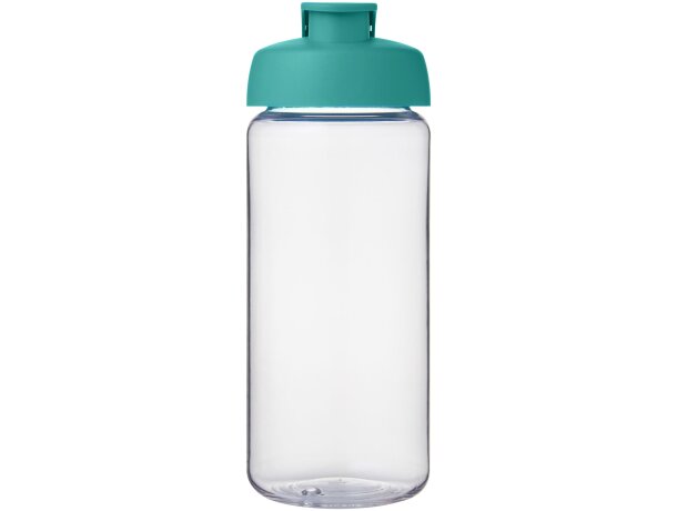 Bidón deportivo con tapa Flip de 600 ml personalizado transparente claro/azul aqua