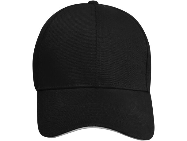 Gorra sandwich reciclada de 6 paneles GRS Topaz Negro intenso detalle 23