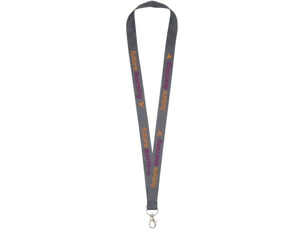 Lanyard coloridos con mosquetón práctico Impey y gran calidad Gris detalle 36