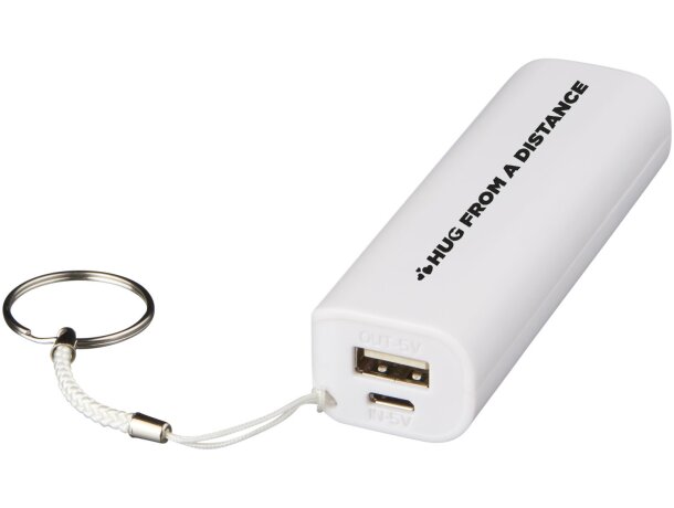 Powerbank de 1200 mAh Span con llavero y cable USB a micro USB Blanco detalle 8