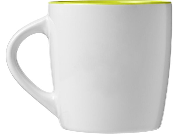 Tazas de cerámica Aztec 340ml diseño brillante aptas para lavavajillas Blanco/lima detalle 21