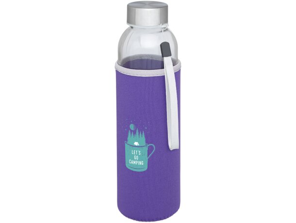 Bidón deportivo de vidrio de 500 ml personalizado morado