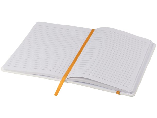 Libreta con banda elastica publicitarias con hojas a rayas pu Blanco/naranja detalle 4