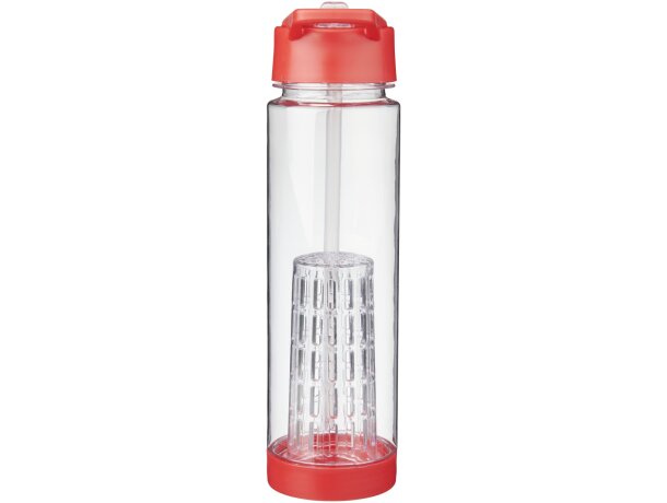Botella deportiva y ligera con infusor de rosca para fruta 740 ml personalizada barato transparente/rojo