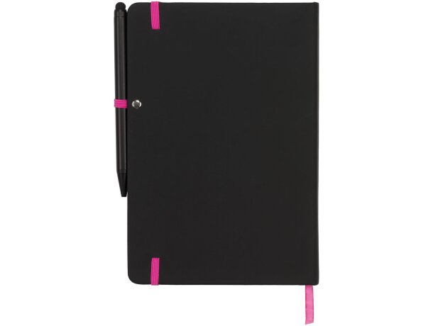 Libretas con banda elastica Noir Edge moderna elegante tapa suave negra Negro intenso/rosa detalle 15