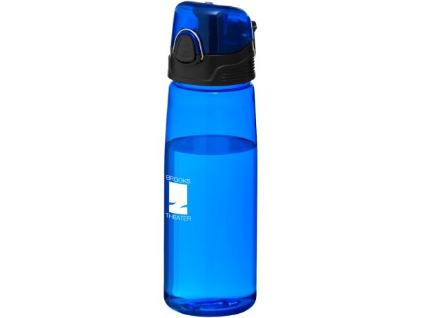 Botella para deporte con tapa abatible 700 ml personalizada barato azul transparente