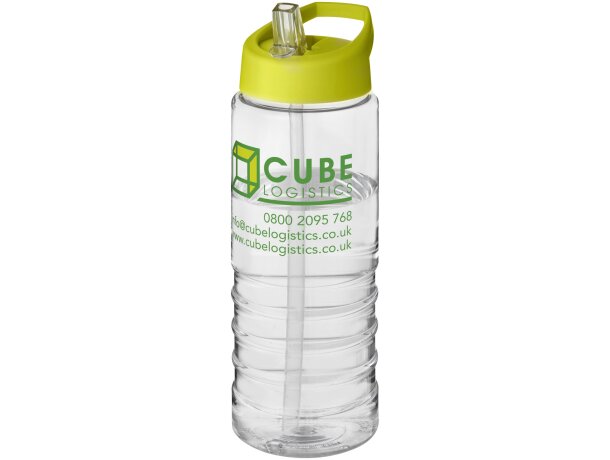 H2O Active® Treble Bidón deportivo con tapa con boquilla de 750 ml personalizado transparente/lima