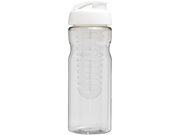 H2O Active® Base Bidón deportivo e infusor con Tapa Flip de 650 ml personalizado transparente/blanco