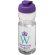 Bidón deportivo de 650 ml con tapa Flip personalizado transparente claro/morado