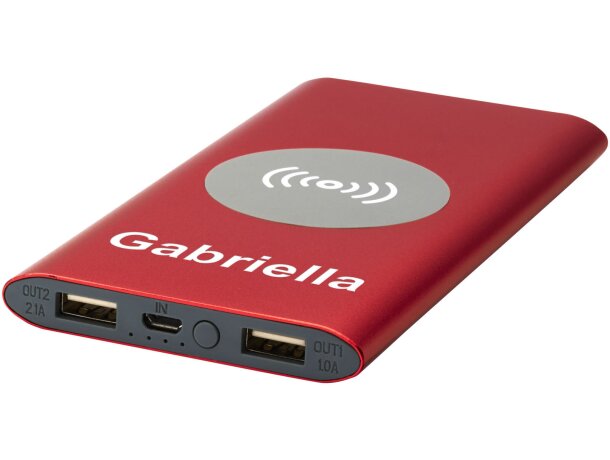 Powerbank de 8000 mAh Juice con carga inalámbrica y carcasa de aluminio Rojo detalle 2