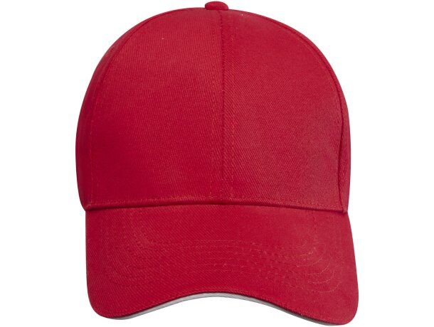 Gorra sandwich reciclada de 6 paneles GRS Topaz Rojo detalle 3