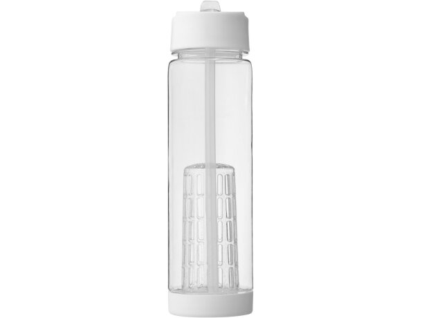 Botella deportiva y ligera con infusor de rosca para fruta 740 ml personalizada transparente/blanco
