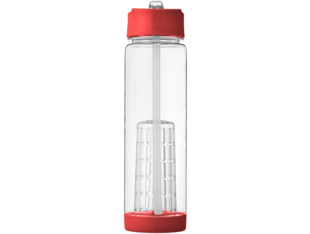 Botella deportiva y ligera con infusor de rosca para fruta 740 ml personalizada transparente/rojo