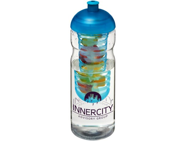 H2O Active® Base Bidón deportivo e infusor con Tapa Dome de 650 ml personalizado transparente/azul aqua