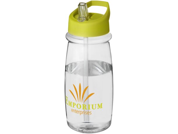 H2O Active® Pulse Bidón deportivo con tapa con boquilla de 600 ml personalizado transparente/lima