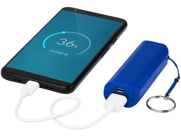 Powerbank de 1200 mAh Span con llavero y cable USB a micro USB Azul real detalle 18