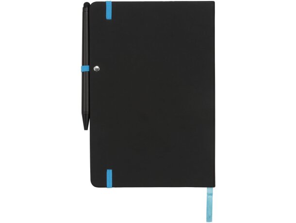 Libretas con banda elastica Noir Edge moderna elegante tapa suave negra Negro intenso/azul detalle 7