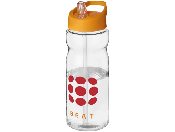 Bidón deportivo &quot;H2O Active® Base Tritan™&quot; de 650 ml personalizado transparente claro/naranja