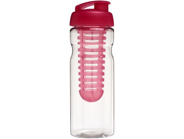 H2O Active® Base Bidón deportivo e infusor con Tapa Flip de 650 ml personalizado transparente/rosa