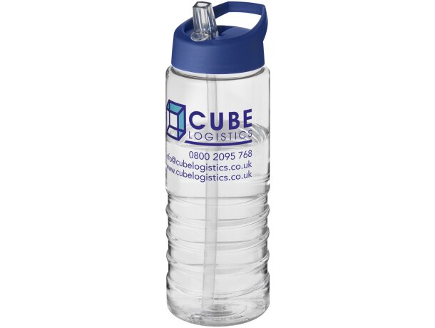 H2O Active® Treble Bidón deportivo con tapa con boquilla de 750 ml personalizado transparente/azul