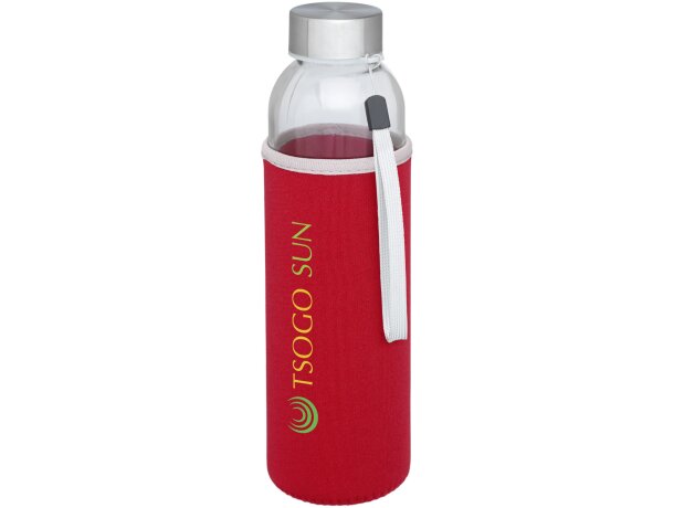 Bidón deportivo de vidrio de 500 ml personalizado rojo