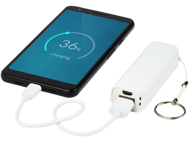 Powerbank de 1200 mAh Span con llavero y cable USB a micro USB Blanco detalle 12