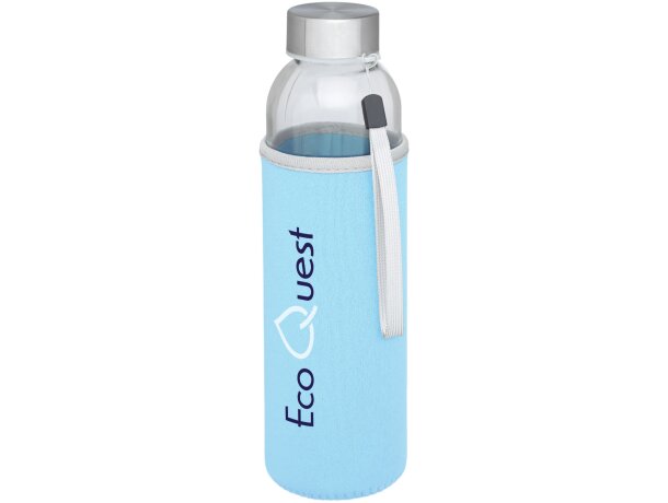 Bidón deportivo de vidrio de 500 ml personalizado azul claro