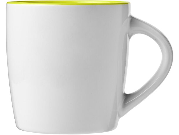 Tazas de cerámica Aztec 340ml diseño brillante aptas para lavavajillas Blanco/lima detalle 20