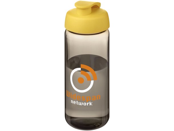 Bidón deportivo con tapa Flip de 600 ml personalizado carbón/amarillo