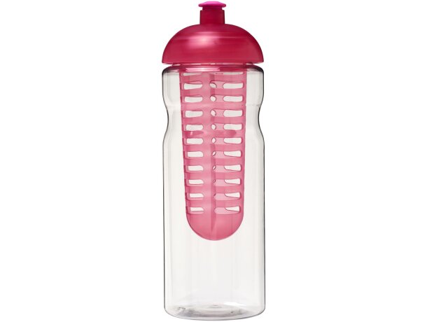 H2O Active® Base Bidón deportivo e infusor con Tapa Dome de 650 ml personalizado transparente/rosa