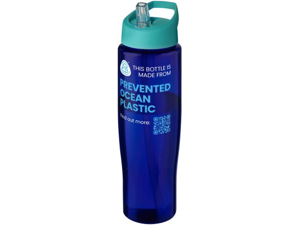 Bidón para deporte de 700 ml con tapa con boquilla  personalizado azul aqua/azul