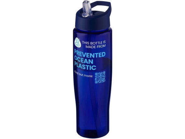 Bidón para deporte de 700 ml con tapa con boquilla  personalizado azul/azul