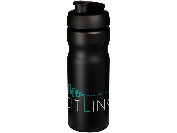 Baseline® Plus Bidón deportivo con tapa Flip de 650 ml personalizado negro intenso