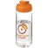 Bidón deportivo con tapa Flip de 600 ml personalizado transparente claro/naranja