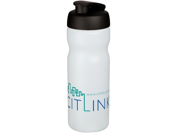 Baseline® Plus Bidón deportivo con tapa Flip de 650 ml personalizado transparente/negro intenso