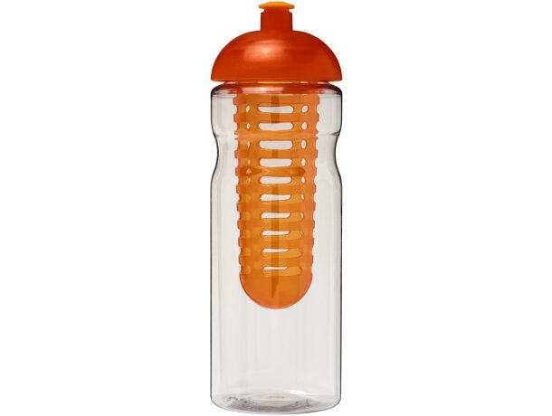 H2O Active® Base Bidón deportivo e infusor con Tapa Dome de 650 ml personalizado transparente/naranja