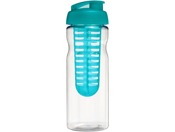 H2O Active® Base Bidón deportivo e infusor con Tapa Flip de 650 ml personalizado transparente/azul aqua