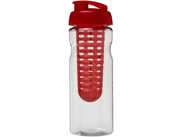 H2O Active® Base Bidón deportivo e infusor con Tapa Flip de 650 ml personalizado transparente/rojo