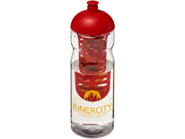 H2O Active® Base Bidón deportivo e infusor con Tapa Dome de 650 ml personalizado transparente/rojo