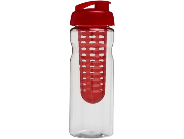 H2O Active® Base Bidón deportivo e infusor con Tapa Flip de 650 ml personalizado transparente/rojo